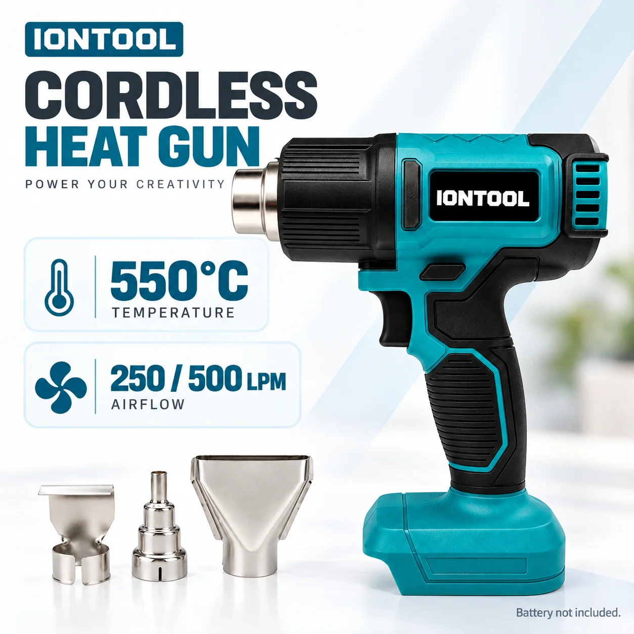 Cordless Heat Gun For Shrink Tubing - آيون تول 550 ℃ مسدس حراري