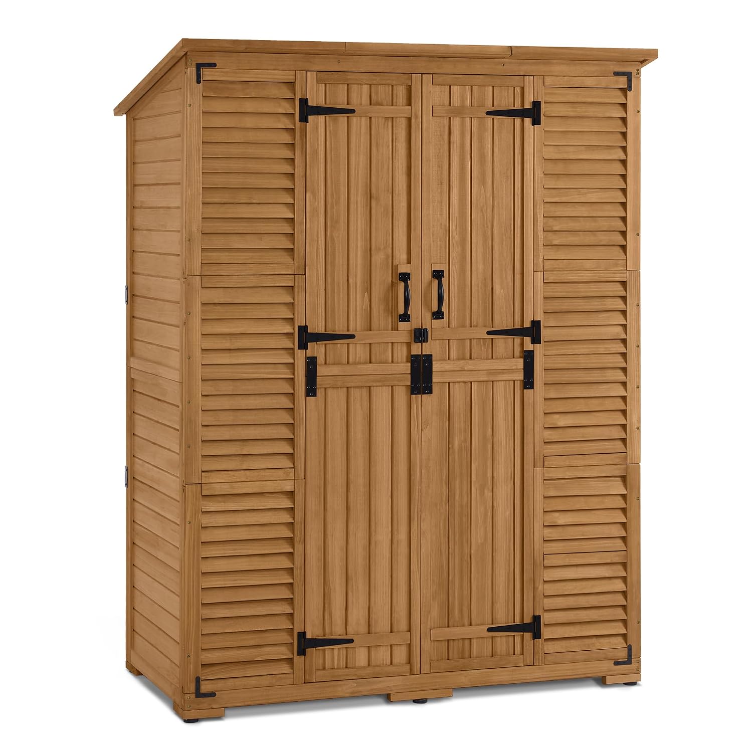 Garden Tools - خزانة تخزين خارجية مع أرفف ومخزن