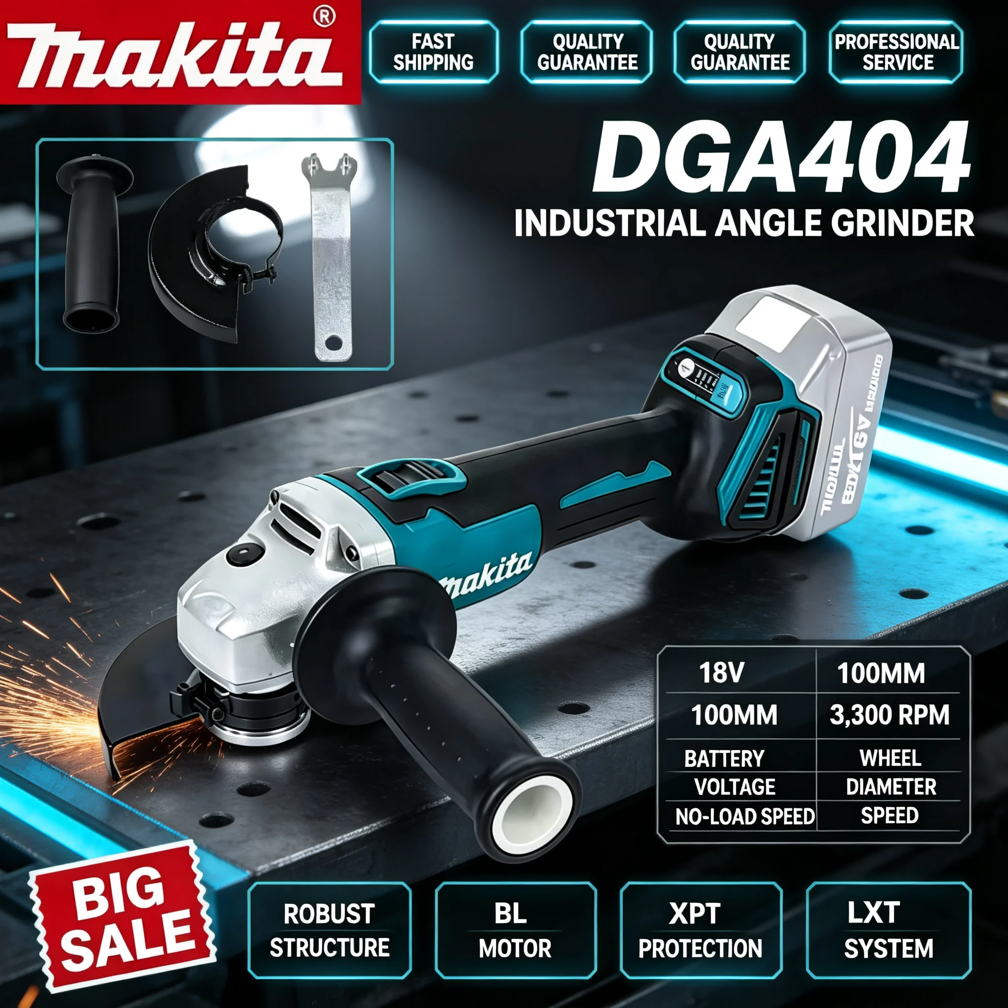 ماكيتا DGA404 جلاخة زاوية قابل - مراجعة Brushless Angle Grinder Battery Powered وسعره