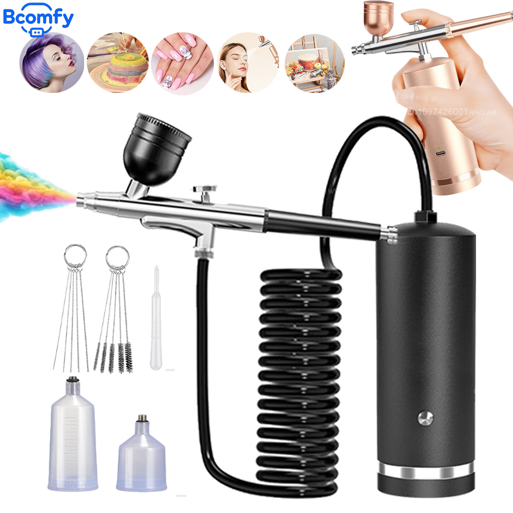 فرشاة هوائية مع ضاغط هواء قابل - مراجعة Airbrush Kit With Mini Compressor وسعره