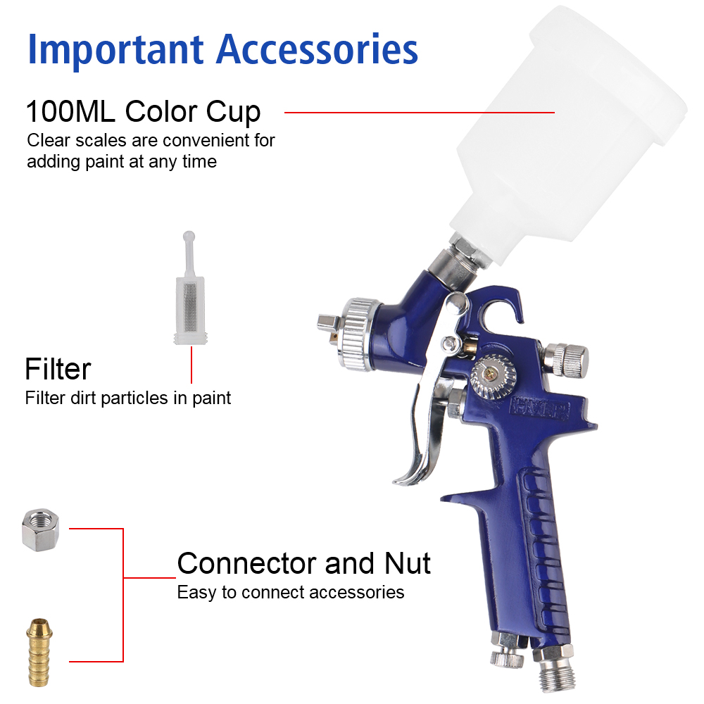 بنادق رش الطلاء الهوائية الصغي - مراجعة Airbrush Kit With Mini Compressor وسعره