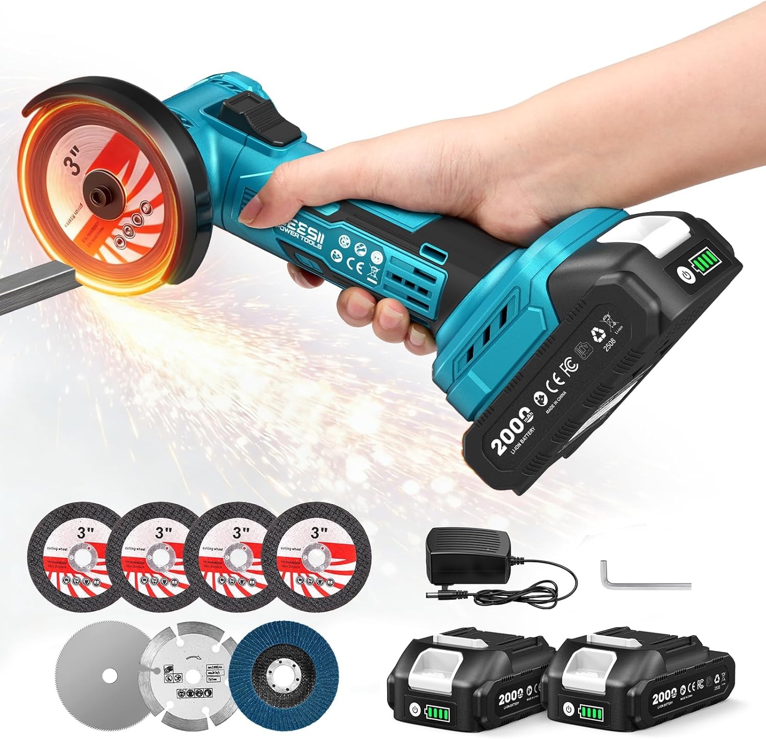 جلاخة زاوية لاسلكية صغيرة من S - مراجعة Brushless Angle Grinder Battery Powered وسعره