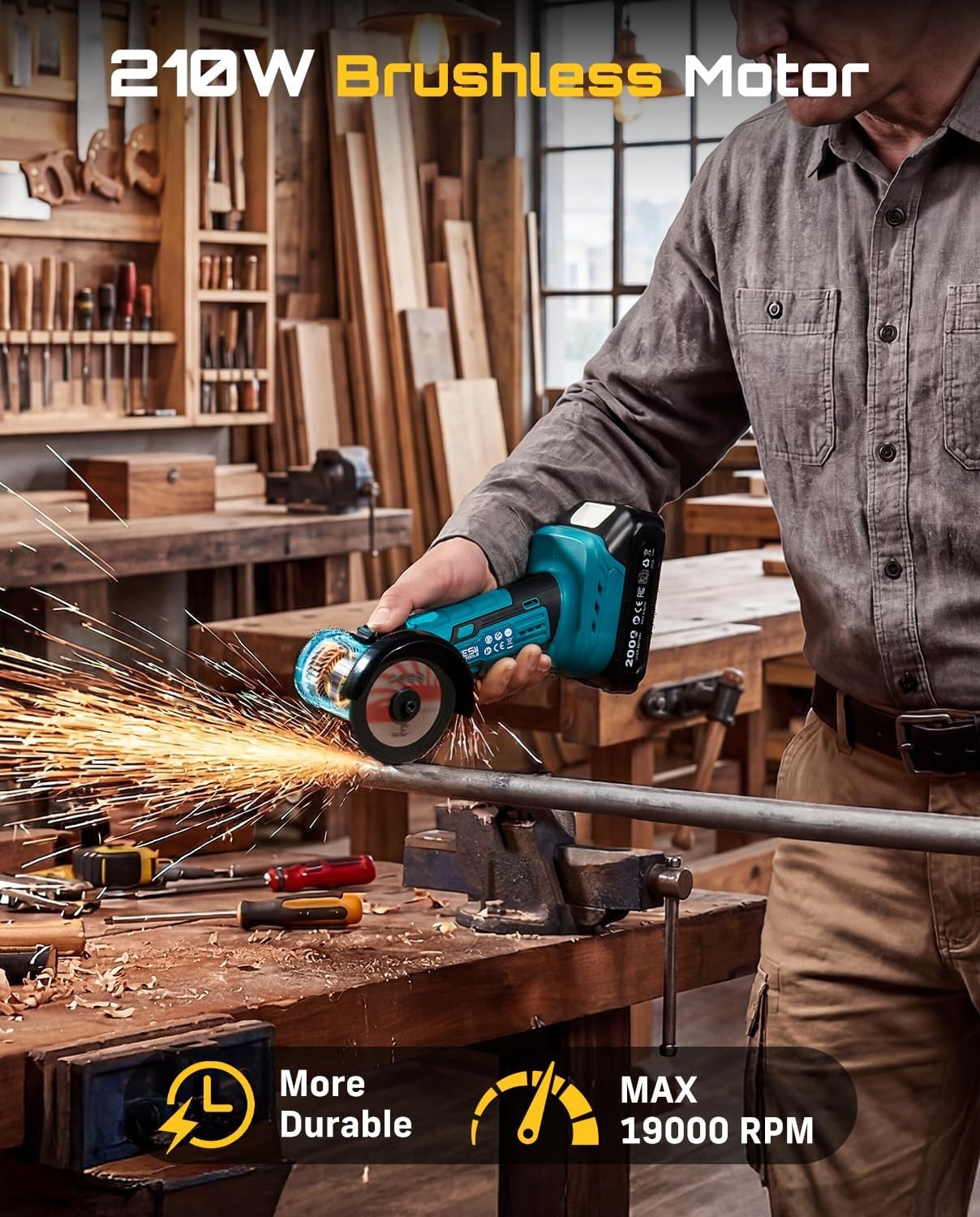 جلاخة زاوية لاسلكية صغيرة من S - مراجعة Brushless Angle Grinder Battery Powered وسعره
