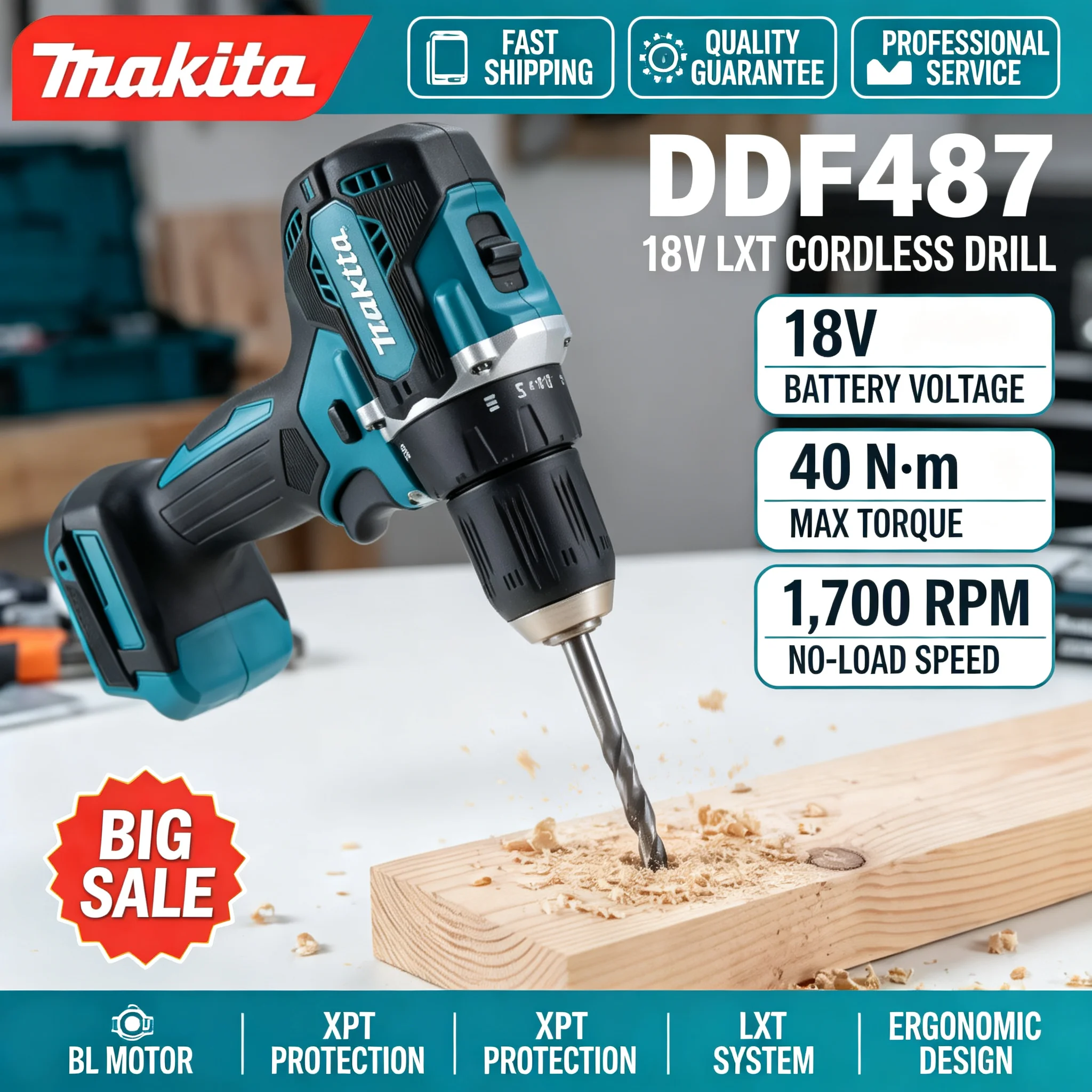 مثقاب ماكيتا DDF487 اللاسلكي ب - مراجعة Brushless Cordless Electric Drill 18V وسعره