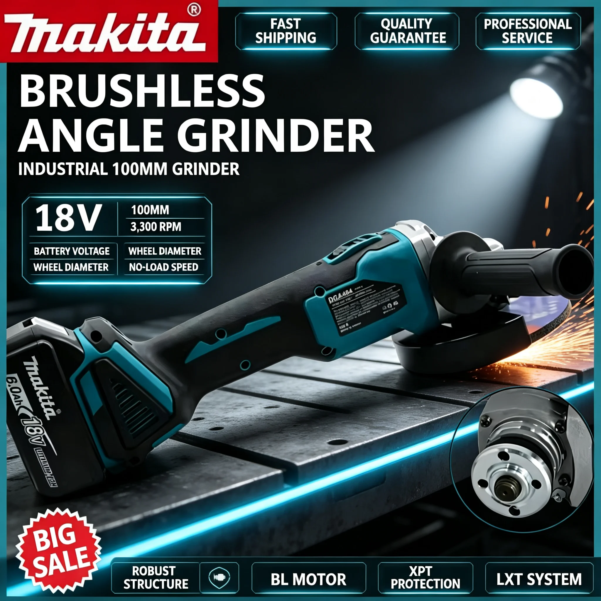 جلاخة زاوية ماكيتا DGA404 عالي - مراجعة Brushless Angle Grinder Battery Powered وسعره